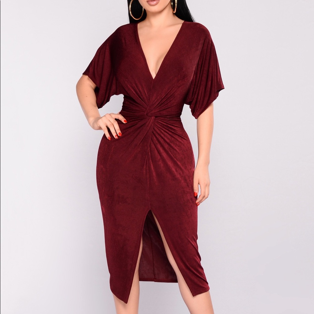 Fashion Nova knot dress with middle slit